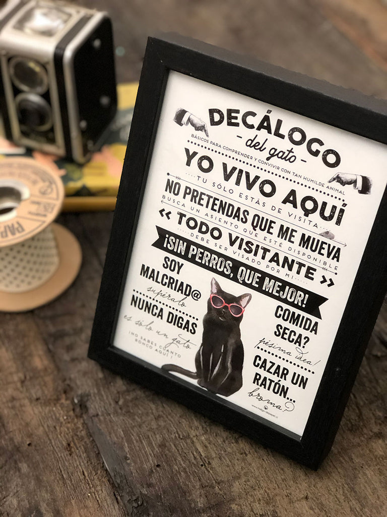 CUADRO DECALOGO DEL GATO (17X22)