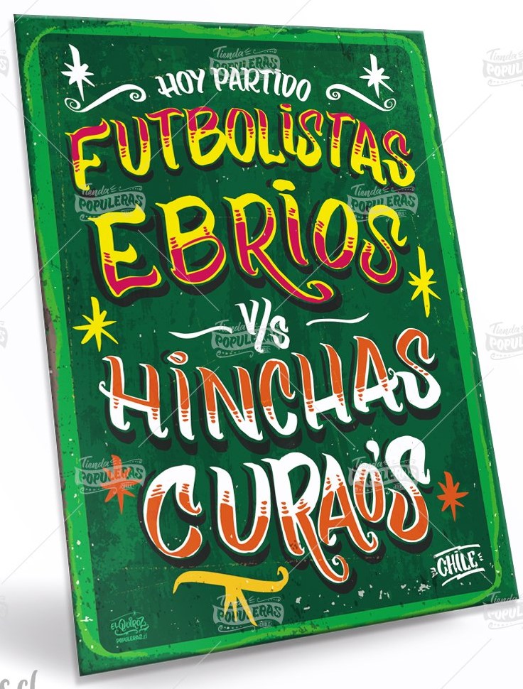 CARTEL GRANDE FUTBOLISTAS EBRIOS (35 X 25)
