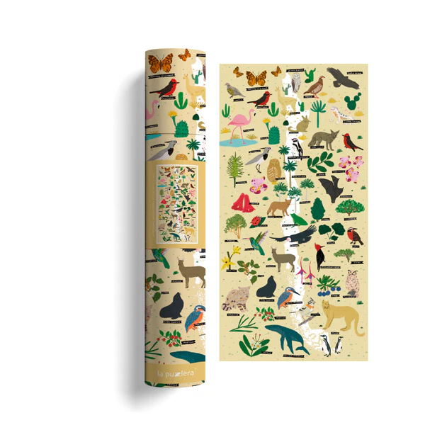 MAPA ILUSTRADO FLORA Y FAUNA DE CHILE