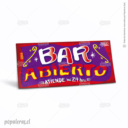 CARTEL CHICO BAR ABIERTO (35 x 18)